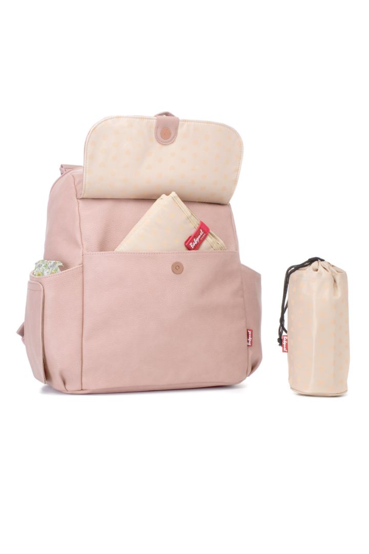 3-in-1 Baby-Changing Backpack made of Faux Leather pink