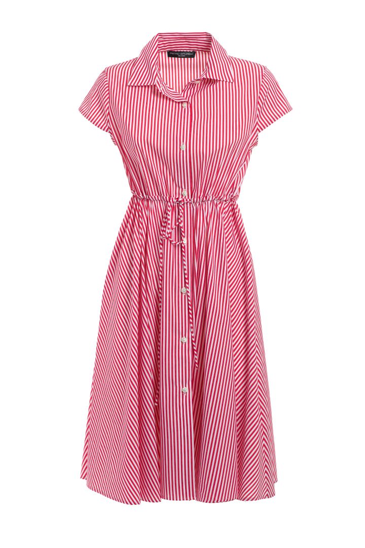 Maternity and Nursing Shirt Dress striped red