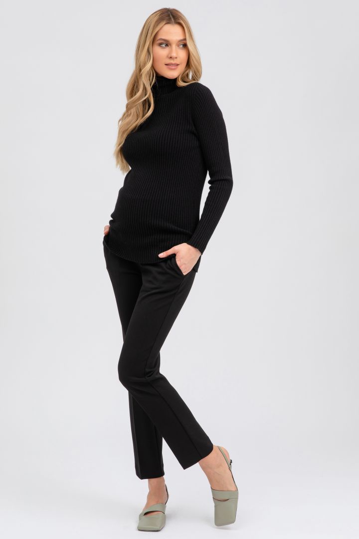Rib Knit Maternity Jumper with Turtleneck black