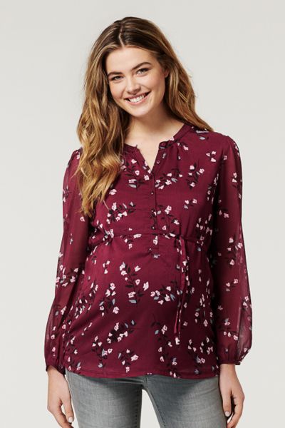 Eco Maternity and Nursing Blouse with Floral Print 
