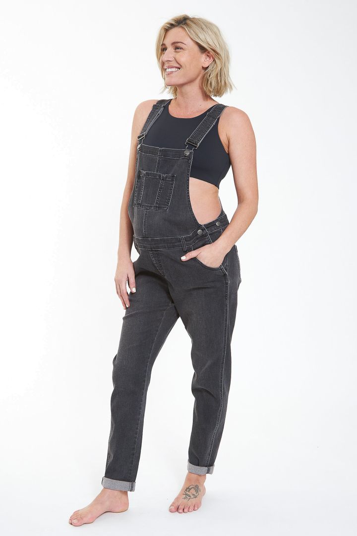 Tapered Maternity dungarees black