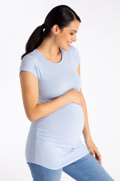 Livaeco Maternity Shirt with Gathers light blue