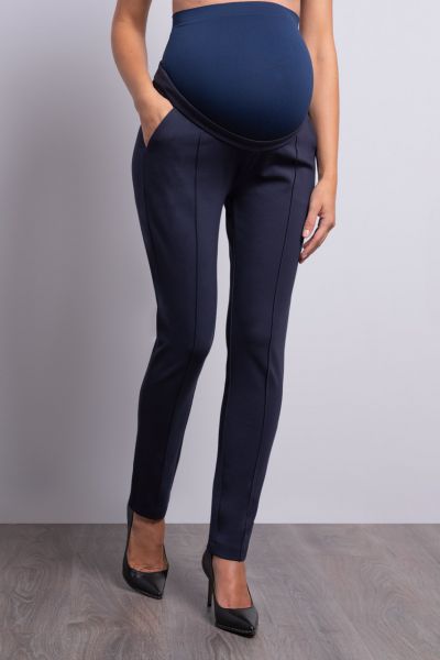 Ponte Maternity Pants with Front Seam, navy