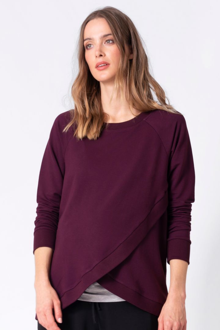 Cross-Over Umstands- und Still-Sweater burgund