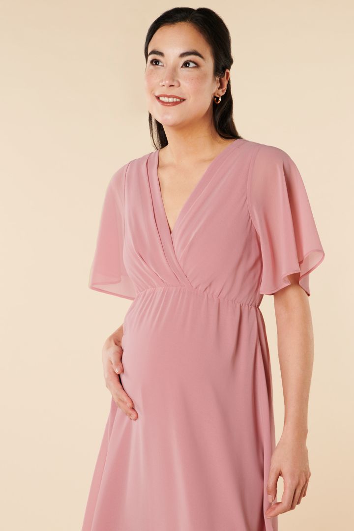Festive Maternity Dress with Cap Sleeves