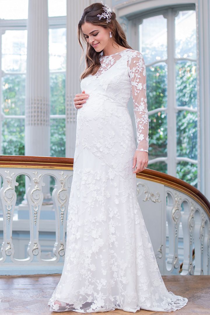 Long Lace Maternity Wedding Dress