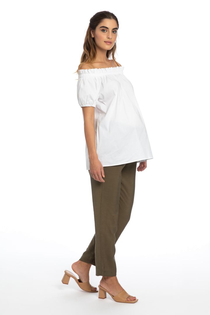 Paperbag Linen Maternity Trousers khaki