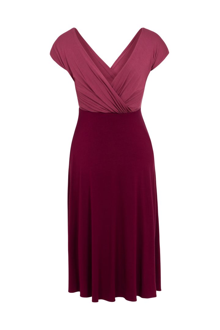 Maternity Dress with Cache Coeur Neckline berry