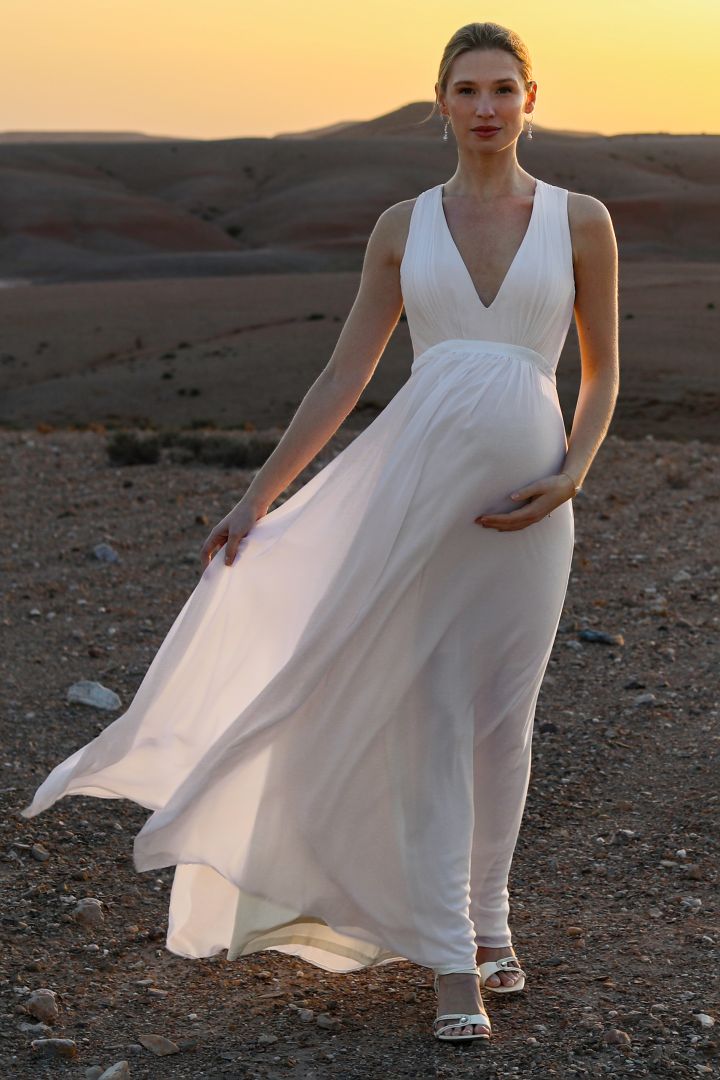 Maternity Wedding Gown with Low Back Neckline