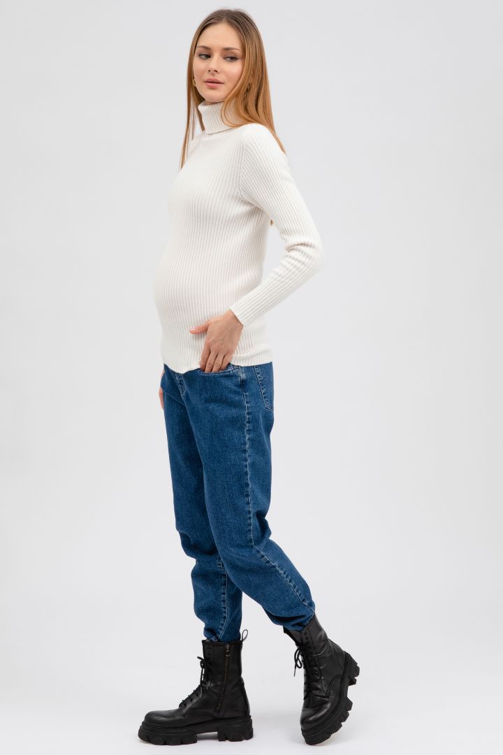 Rib Knit Maternity Jumper with Turtleneck offwhite