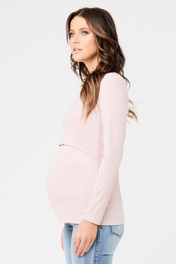 Maternity and nursing shirt with ribbed structure