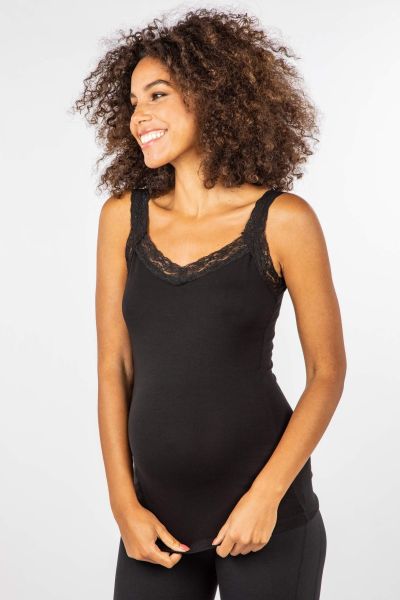 Ecovero Maternity Undershirt with lace straps black
