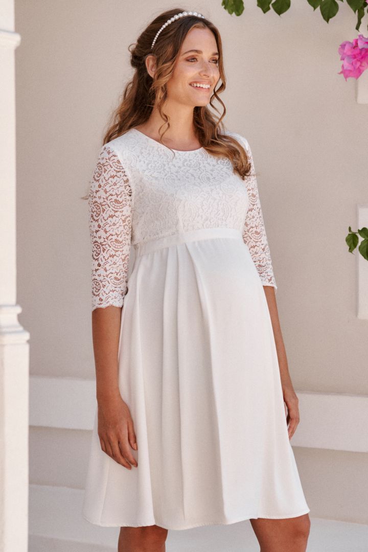 Maternity Wedding Dress with Lace Top