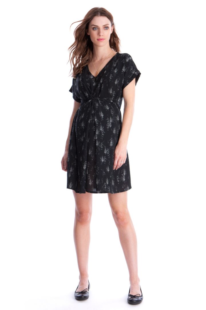 Woven Maternity Dress with Nursing Access