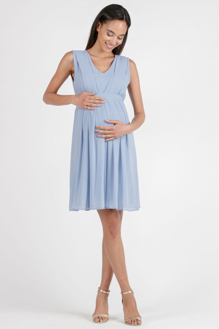 Chiffon Maternity and Nursing Dress light blue