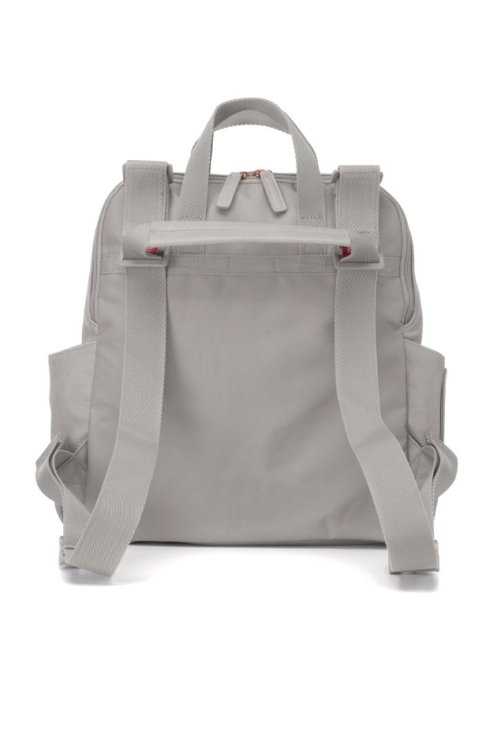 3-in-1 Baby-Changing Backpack made of faux leather grey