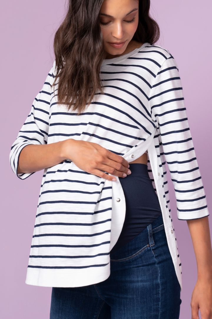 Maternity and Nursing Jersey Shirt wth Stripes
