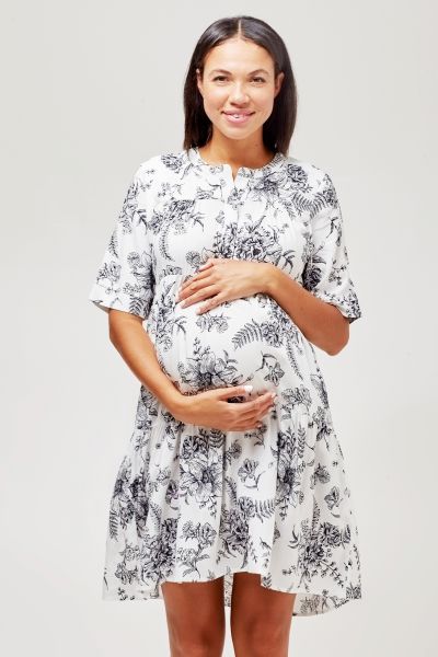 Maternity and Nursing Dress with Buttons floral