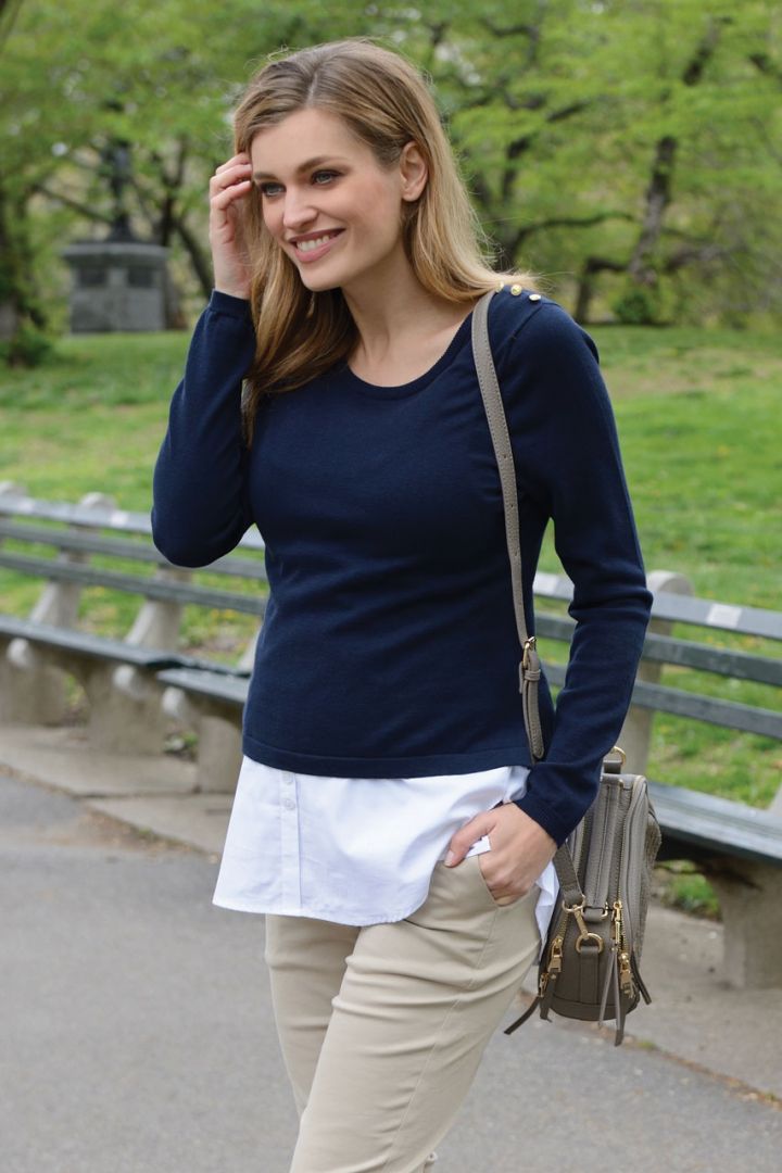 2-in-1 Maternity Pullover and Blouse with Nursing Access
