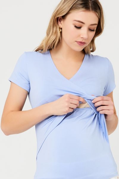 Cross-Over Maternity and Nursing Top light blue
