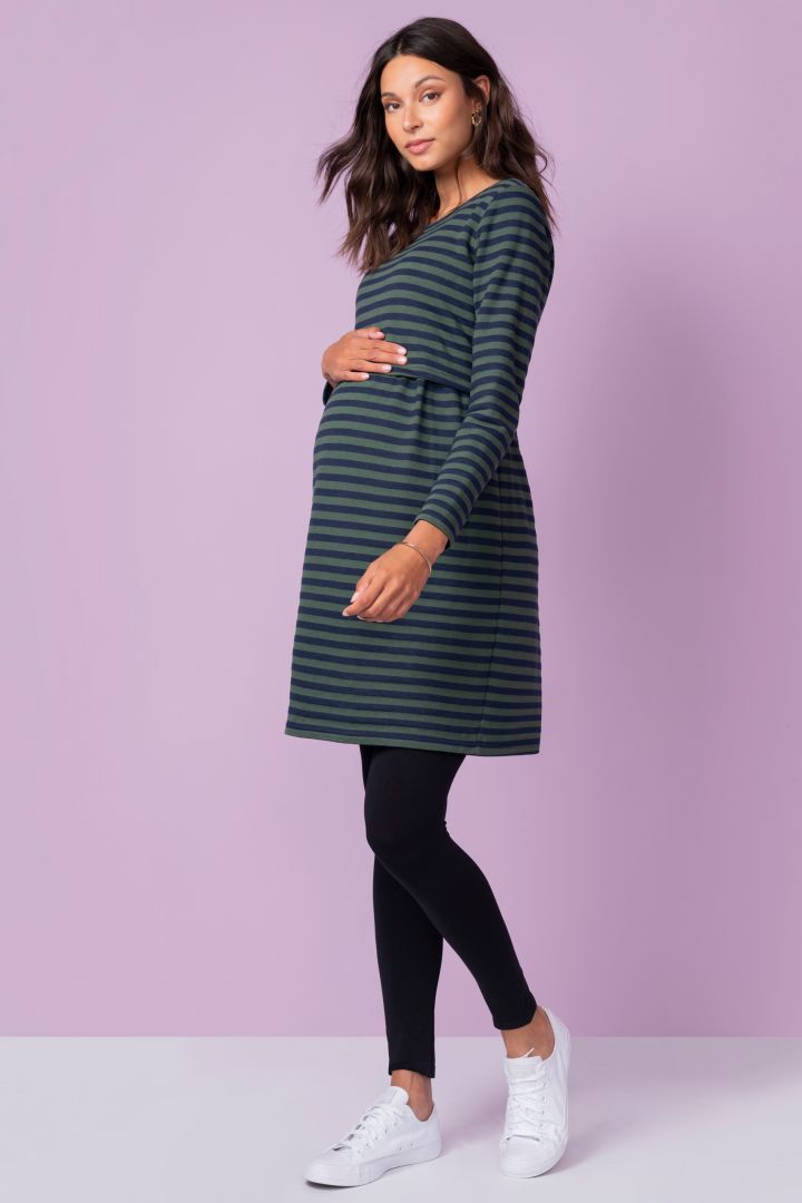 Maternity and Nursing Dress with Stripes