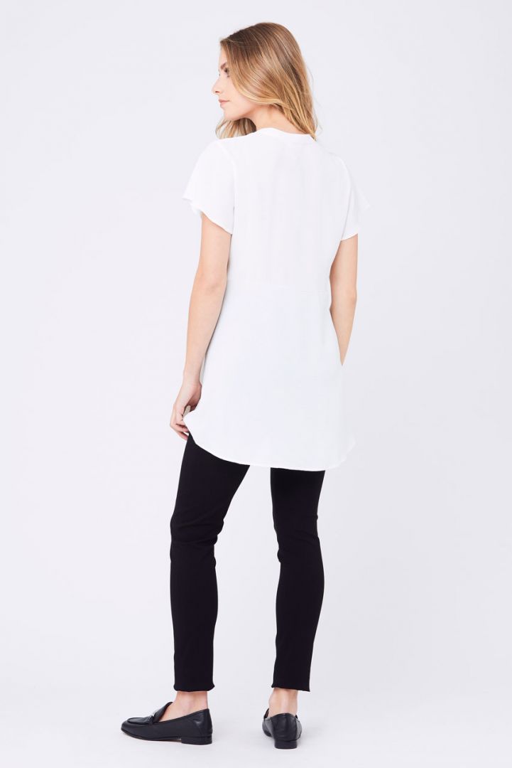 Maternity and Nursing Blouse with Stand-Up Collar