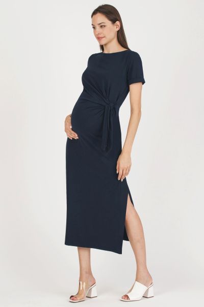 Maternity Dress with Knot Detail blue 