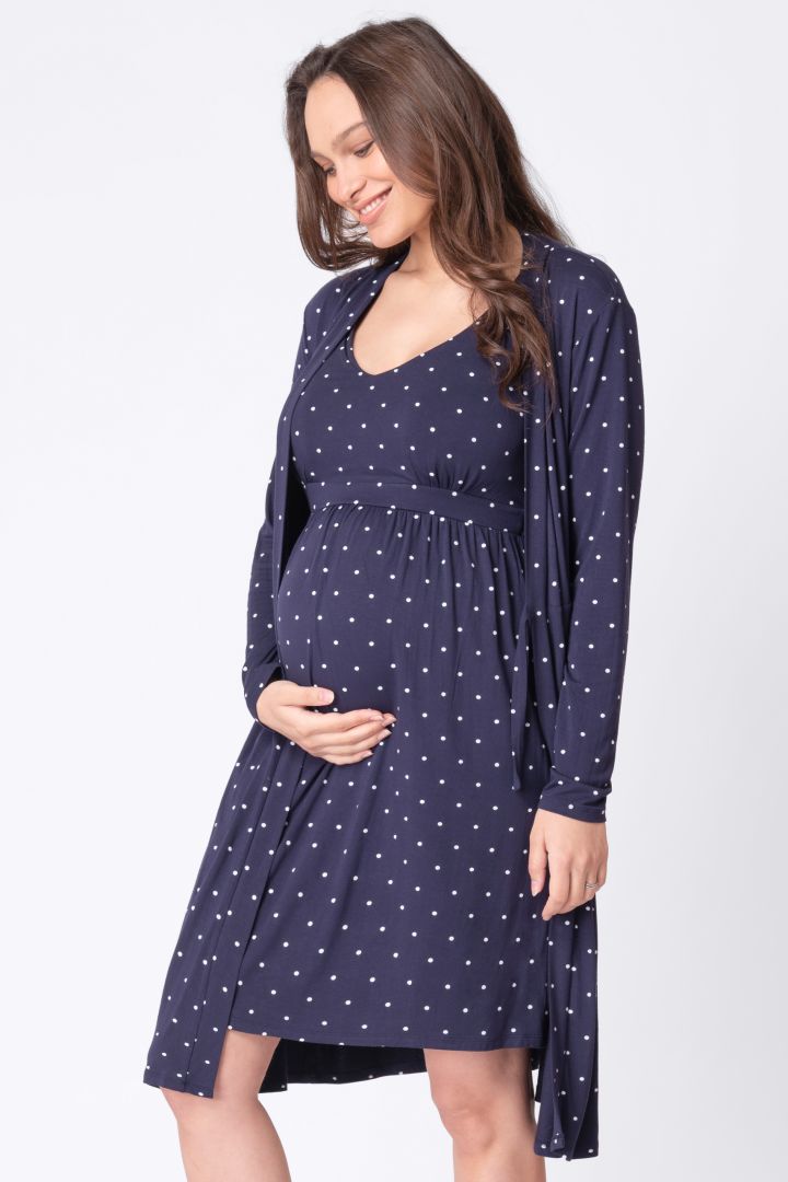 Maternity and Nursing Nightdress with Dressing Gown
