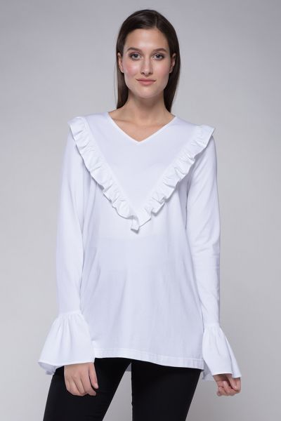 Maternity shirt with frills white