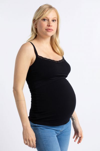 Organic Maternity and Nursing Top with Lace black