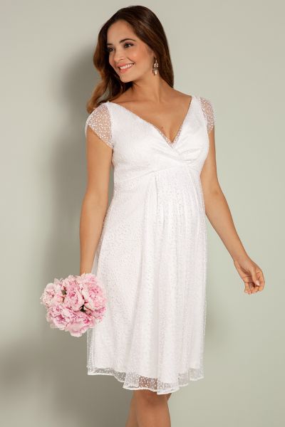 Maternity and Nursing Wedding Dress with Speckled Tull white