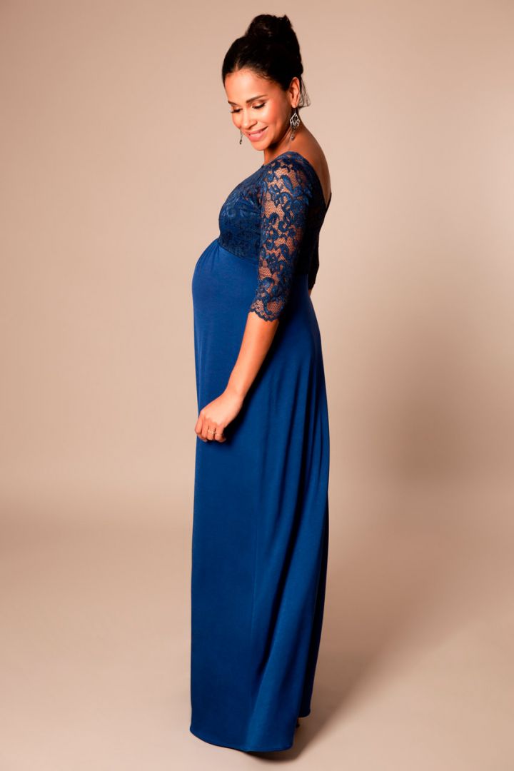Festive Maternity dress with open back long imperial blue