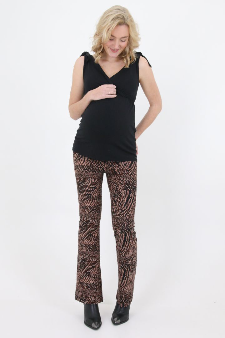 Flared Maternity Trousers with Alloverprint