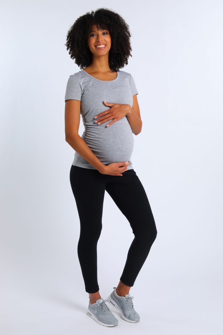 Organic Maternity and Nursing Shirt Short Sleeve grey