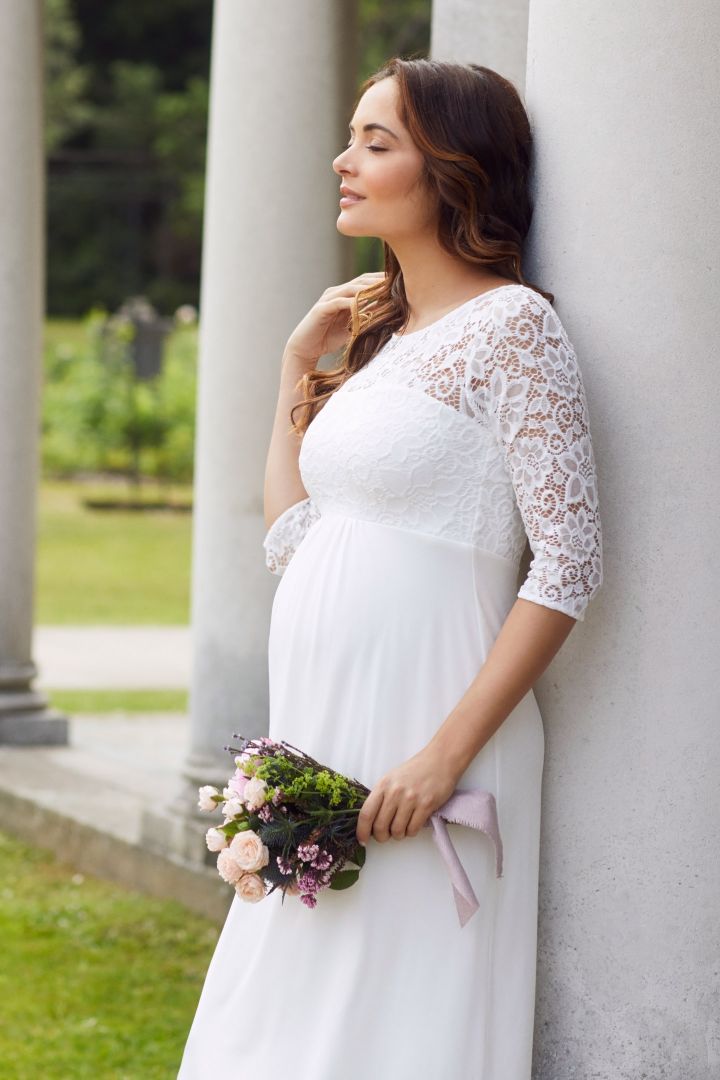 Long Maternity Wedding Dress with Open Back