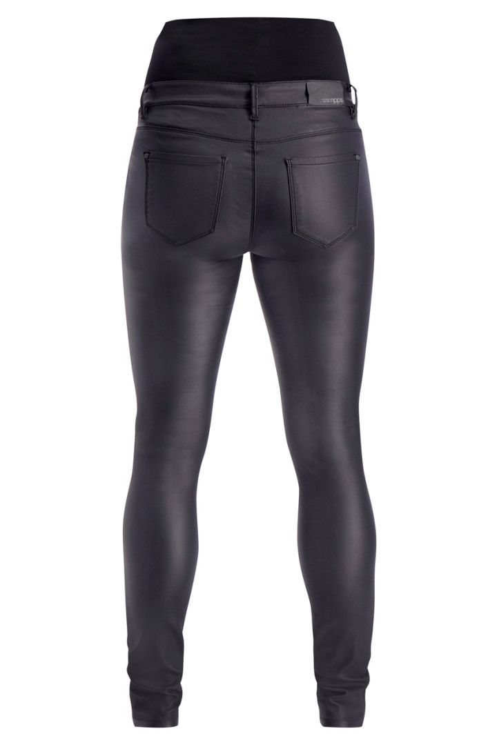 Maternity trousers in leather style black