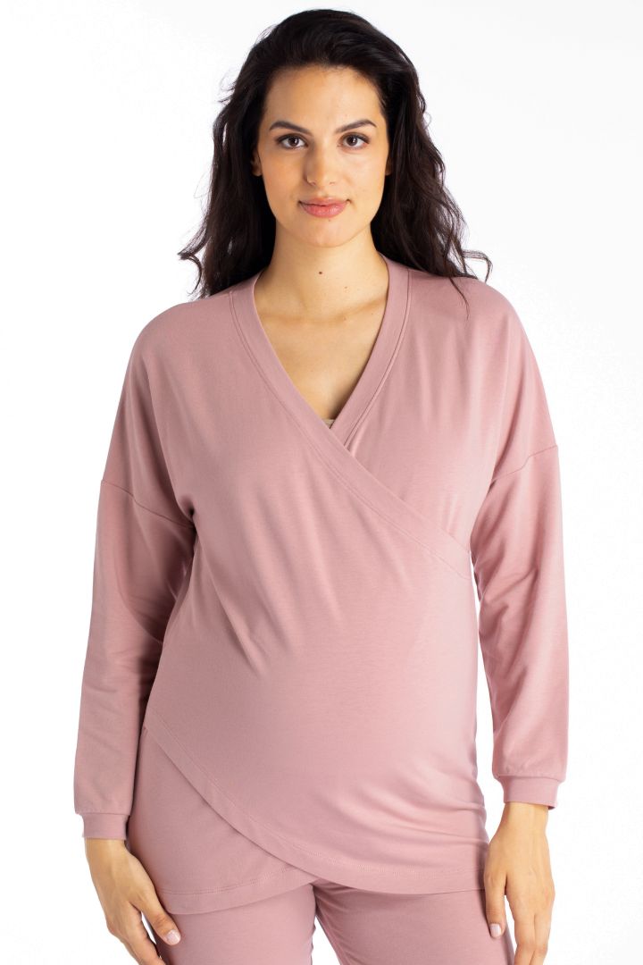 Organic Lounge- und Pyjama Umstandsshirt rosa
