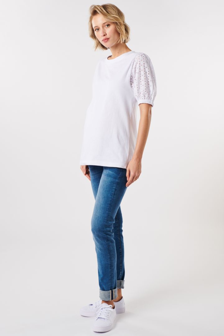 Organic Maternity Shirt with Puff Sleeves