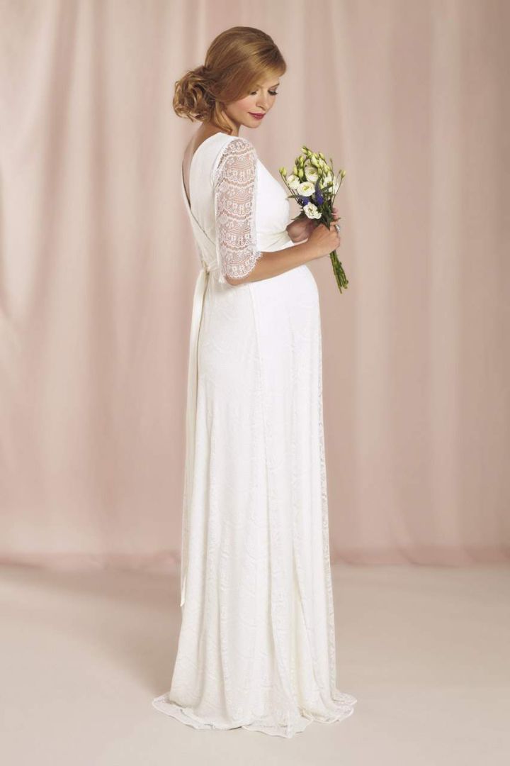 Maternity Wedding Dress with 3/4 Length Sleeves Plus Size