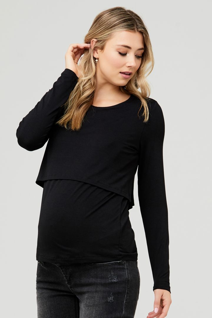 Maternity and Nursing Shirt in Layered Look