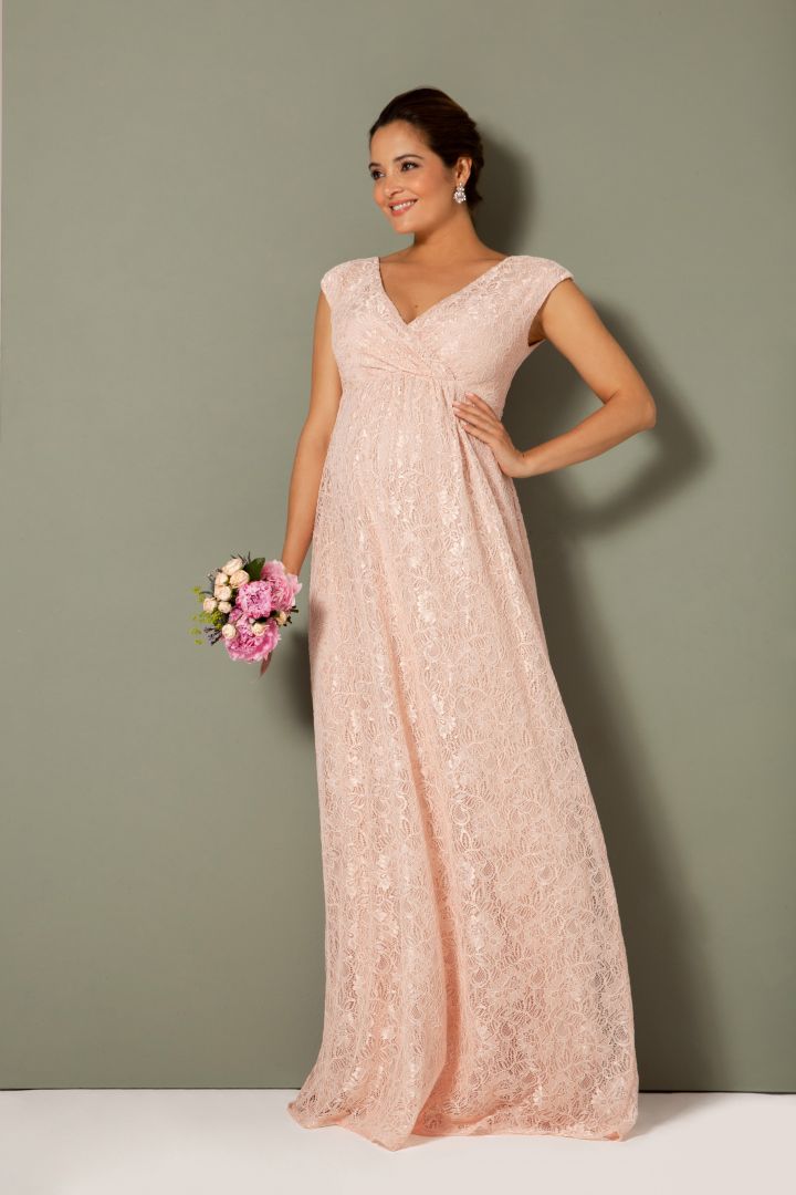 Lace Maternity and Nursing Dress with Cache-Coeur Neck Rose