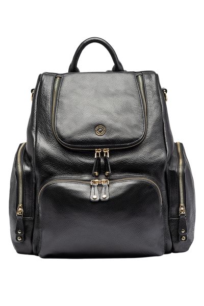 Leather changing backpack black