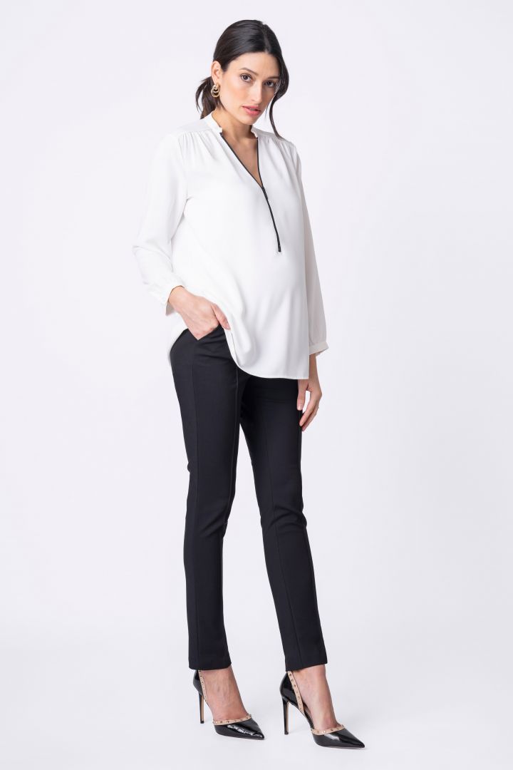Maternity blouse with nursing opening