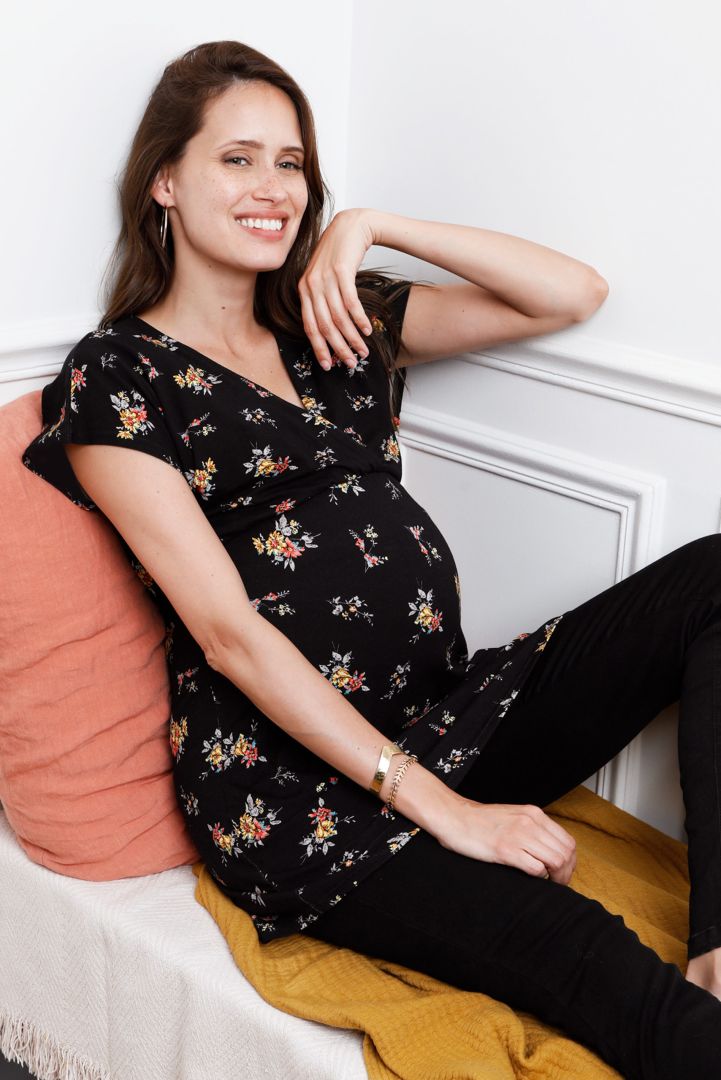 Maternity and Nursing Tunic with Floral Print 