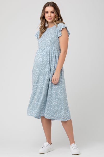 Midi Maternity Dress with Cap Sleeves