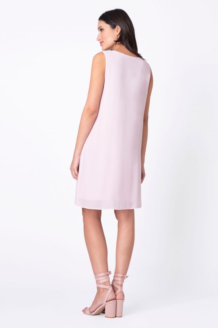 Double-Layered A-Line Maternity and Nursing Dress, pink