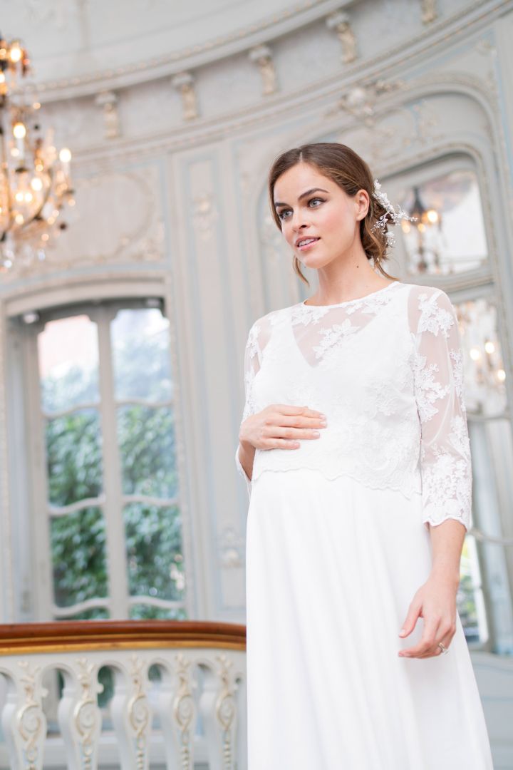 Lace Bodice Maternity Wedding Dress