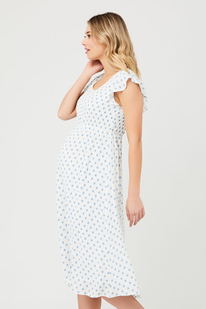Midi Maternity Dress with Smoked Top