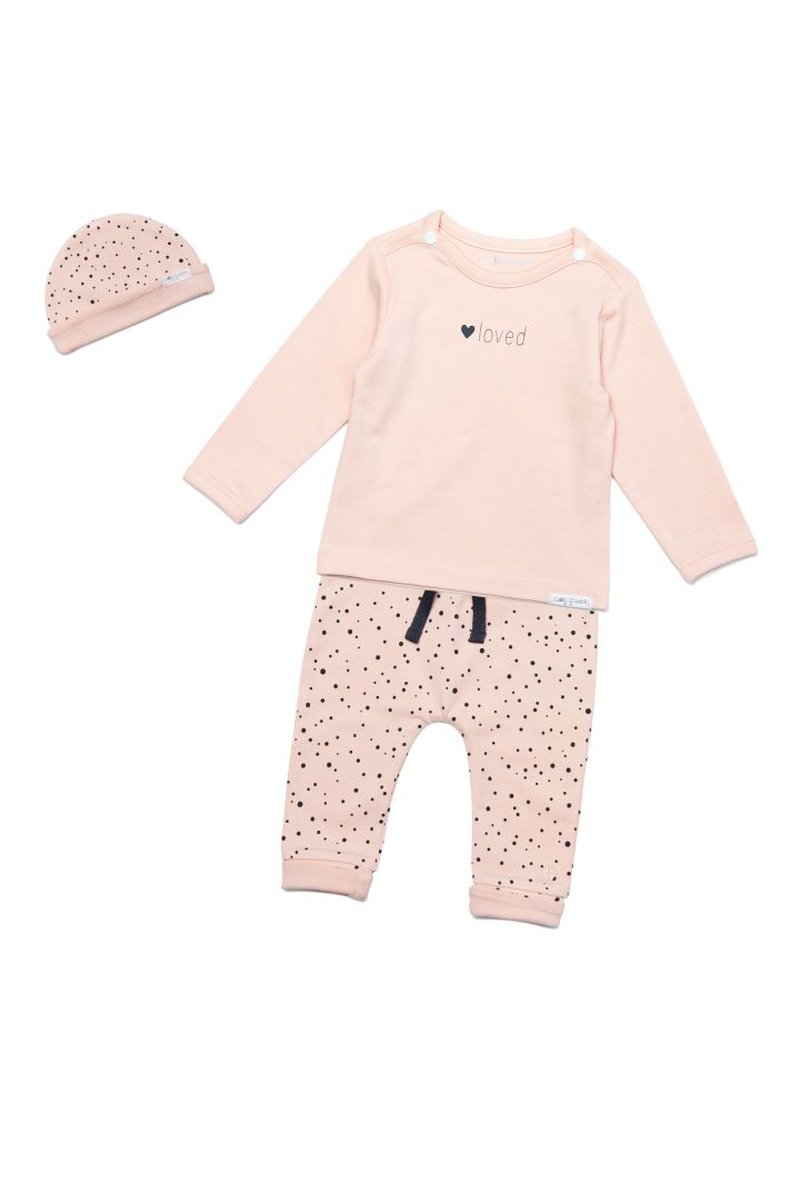 3pcs Set with Baby Shirt, Trousers and Hat peach