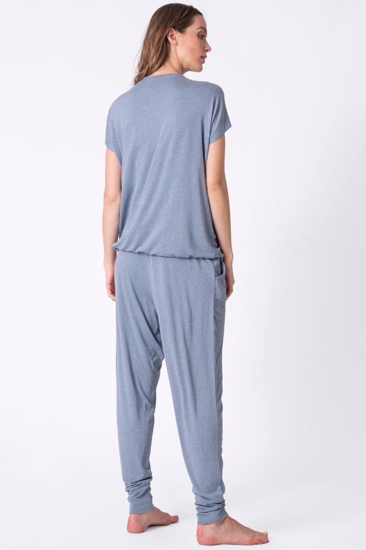 Maternity and Nursing Pyjamas with Drawstring Waist blue